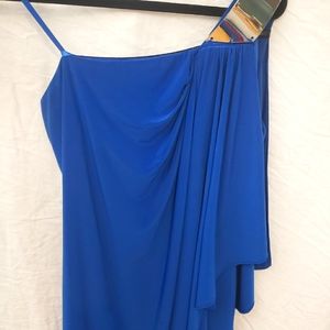 Le Chateau Royal Blue Metallic Shoulder Dress